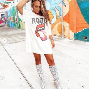 Gina Tees Oversized Off Shoulder Slouchy Tshirt Dress